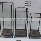 Brass and Glass Votive Lantern With Nickel Finish in Three Sizes thumbnail-1