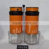 2 Pieces Color Metal Coated Oil Vinegar Bottle 2 in 1 With Metal Stand thumbnail-1