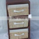 Tong Wood Living Room Display Shoe Cabinet With Wicker Drawer thumbnail-4