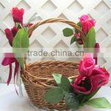 Rustic Handweave Wicker Basket for Flower , Wedding , Garden Decoration , Gift , Field With Handle thumbnail-1