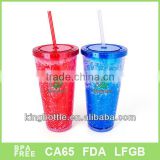 Gel double wall cup with straw