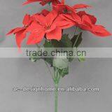 RED ARTIFICIAL VELVET POINSETTIA FLOWER BUSH X 7 W/7 PCS POINSETTIA FLOWER HEAD thumbnail-1