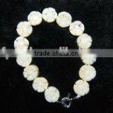 2015 Hot Sale 7.5 Inches 12mm Big Flat Round White Coral Bead Bracelet thumbnail-1