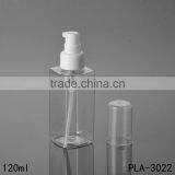 120ml Clear Cosmetic Skin Care Lotion Serum Square Pet Bottle Silver Aluminum Pump Pet Plastic Bottle Best Sellers thumbnail-2