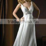 Evening Prom Dress in White With Strip thumbnail-1