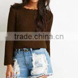 Fashionable Design Acrylic Long Flare Sleeve Wide o Neck Women Pullover Sweaters thumbnail-4