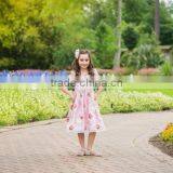 Girls Flutter Sleeve Kids Clothing Wholesale Roses Printed Designer One Piece Dress thumbnail-4