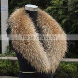 Myfur 2016 China Wholesale Natural Raccoon Fur Hood Trim Detachable Women Leather Collars thumbnail-2