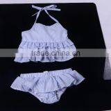 Girls One Piece Ruffle Toddler Kid Seersucker Swimsuit thumbnail-3