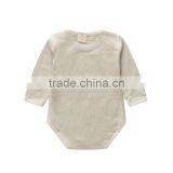 2017 Hot Selling Organic Cotton Plain Baby Boys Girls Romper Long Sleeves Set OEM Service thumbnail-2