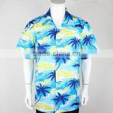 Coconut Palm Printing Cotton Mens Custom Hawaiian Shirt thumbnail-1