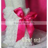 White Lace Petti Warmers With Hot Pink Bow LM7B5 thumbnail-1