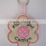 Personalised Flowergirl Key Ring Wedding Gift / Favour Felt & Fabric Flower thumbnail-2
