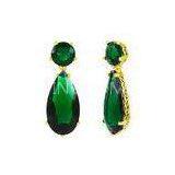 Prong Setting Diamond Stylish Earrings Green Stone Tear Earrings