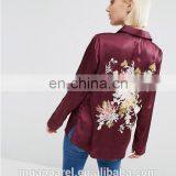 New Fashion Blouse Women Floral Embroidered Satin Women Blouse thumbnail-2