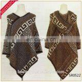 wholesale women's new ruana poncho with hat knit cloak pullover woolen sweater designs for ladies