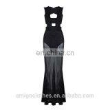 Amigo Celebrity Black Sleeveless Hollow Out Sliver Tulle Mermaid Maxi Bandage Dress for Taller Ladis thumbnail-2