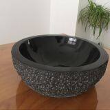Monglolia Black Granite Bathroom Vessel Round Sink Stone Wash Basin thumbnail-2