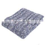 Factory Price Solid Color Navy Cable Knitted 100%Acrylic Blanket thumbnail-1
