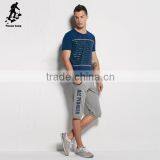 Online Shopping Navy Blue Short Sleeves Men Clothing Stripes Tee Shirts thumbnail-5