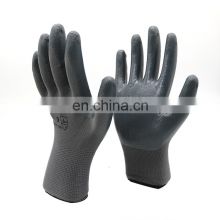 Oil Resistance Smooth Nitrile Coated Working Gloves 4121 Safety Gloves Grey Flat Nitrile Open Back Gloves For Parts Handling