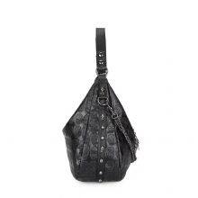 Punk Style Unisex Leather Handbag Large Capacity Portable Rivet Bag thumbnail-2