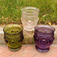 Customized Clear Purple Green Colored Dof Glass Tumber Cup