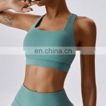 Cross Back Recyclable Yoga Sexy Bras Factory Sales Women Square Neck Sports Tank Tops thumbnail-3