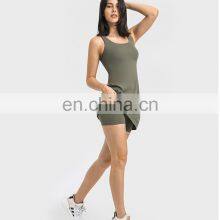 New Tennis Set Short Jumpsuit Lined Tennis Dress Shorts With Hidden Pocket Outdoor Running Wear Women Sports Dance Dress thumbnail-2