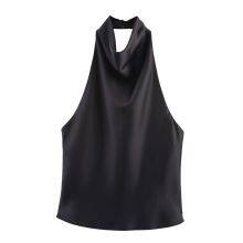 Summer New European and American Style Women's Fashionable and Sexy Spicy Girl Silk Texture Hanging Neck Top thumbnail-5
