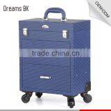 Blue Fashion Design PVC Trolley Makeup Case With Mirror thumbnail-2