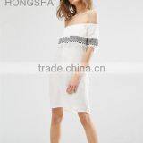 Latest Designs Off The Shoulder Machine Embroidery Tassle Dress HSD2367 thumbnail-2