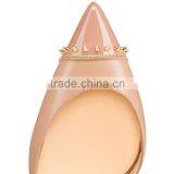 Catwalk Black and Nude Leather Lady Stiletto Bulk Wholesale Woman Pointed Toe High Heel Shoes Spikes on Toe Designer Women Shoes thumbnail-6