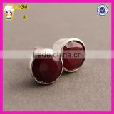 Simple wholesale cheap stud earring classic natural ruby stone earrings