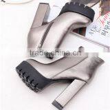 Silver Thick High Heel Fetish Blue Jeans Heel Women Boots Shoes From China thumbnail-1
