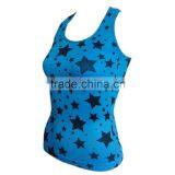 OEM Service Star Print Top Sports Women Tank Top Running Vest thumbnail-3