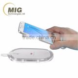 Transparent oval 3 coils qi wireless charger for samsung galaxy series cell phone
