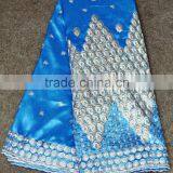 Bule and Silver Metallic George Lace Fabric thumbnail-1