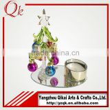Handmade and hot sell glass christmas tree with candlestick from China
