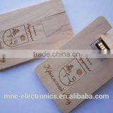 ECO Friendly Wooden Material Personalized Laser Engraving Logo 16GB Credit Card Usb Flash Pen Drives thumbnail-4