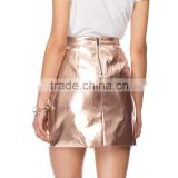 Women's Silver Leather Pencil PU MINI Hot Skirt Back Zipper OEM ODM Type Clothes Factory Guangzhou Customization supplier