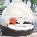 rattan pool sunbed for two persons use with cover