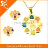 Western Circular Butterfly Stainless Steel Necklace And Earring Ring Wedding Jewelry Sets thumbnail-5