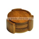 2016 new products handmade custom cheap 5 piece heavy duty round bamboo coaster set