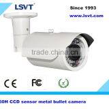 960H CCD sensor long IR range IP66 water-proof metal outdoor bullet cameras with fixed iris lens