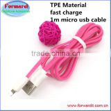 flat high quaity TPE soft feeling remax micro usb cable