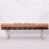 Modern White Leather Barcelona Bench for Living Room