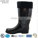 (CH.W038) Fashion Lady Shoe Cheap Black Color Boots With Wool Collar