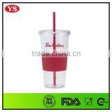 24oz Single Wall Acrylic Beverage Tumbler With Straw thumbnail-6