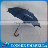 24"solid Color Auto Open Wooden Handle Straight Umbrella With Logo thumbnail-1